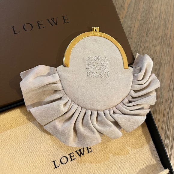 Loewe Rare Fringe Suede Coin Purse Beige/Tan - Picture 9 of 10
